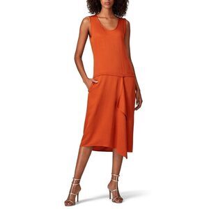 Zero + Maria Cornejo Iro Dress Women's 2 Orange Sleeveless Draped Shift RTR